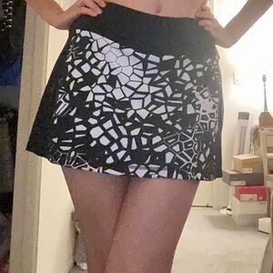 Fila Black and White Patterned Mini Skirt